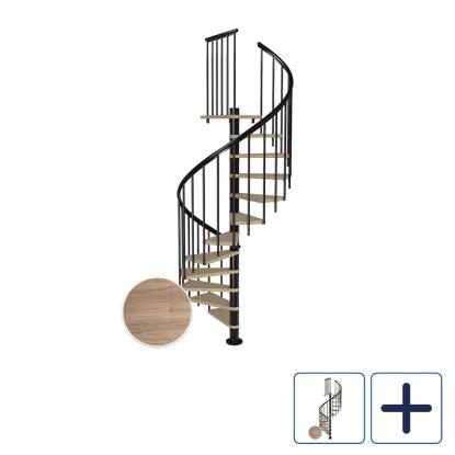 DOLLE Montreal CLASSIC 3 spindeltrappe, Ø140 cm, sort/hvidolieret eg