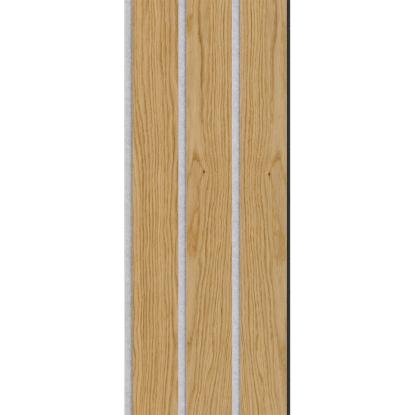 I-Wood Basic 3-lamel akustikpanel, klar olieret, grå filt og sort kerne, egefiner, 17 x 300 mm 