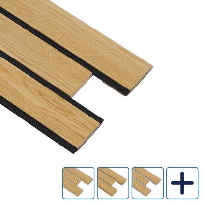 I-Wood Pro+ I-Lock 3-lamel akustikpanel, klar olieret, lys kerne, egefiner, 16 x 300 x 2400 mm