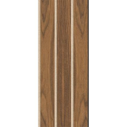 I-Wood Basic 3-lamel akustikpanel, klar olieret, beige filt og sort kerne, valnøddefiner, 17 x 300 mm 
