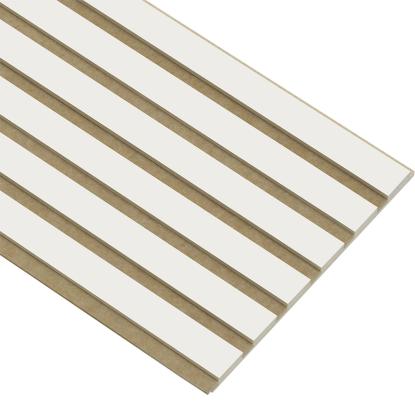 I-Wood Medio+ Original akustikpanel, hvidmalet, brun filt og lys kerne, folie, 16 x 300 mm