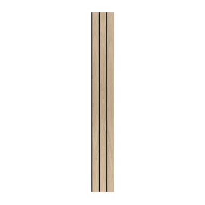 I-Wood Medio+ 3-lamel akustikpanel, hvid olieret, sort filt og lys kerne, egefiner, 16 x 300 mm