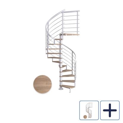 DOLLE Montreal DESIGN spindeltrappe, Ø160 cm, hvid/hvidolieret eg