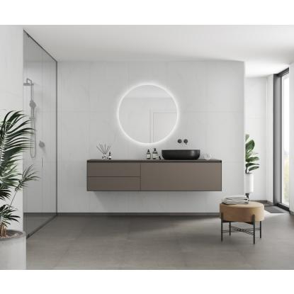 Fibo Stone vådrumspanel med 60 x 80 cm fliselook, 10 x 600 x 2400 mm, bianco marble silk