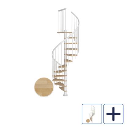 DOLLE Montreal CLASSIC 3 spindeltrappe, Ø120 cm, hvid/olieret bøg