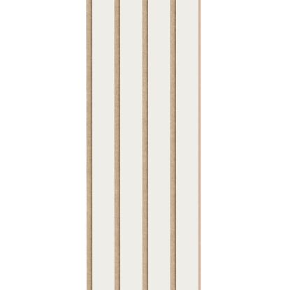 I-Wood Basic 4-lamel akustikpanel, hvidmalet, beige filt og lys kerne, folie, 16 x 300 mm 