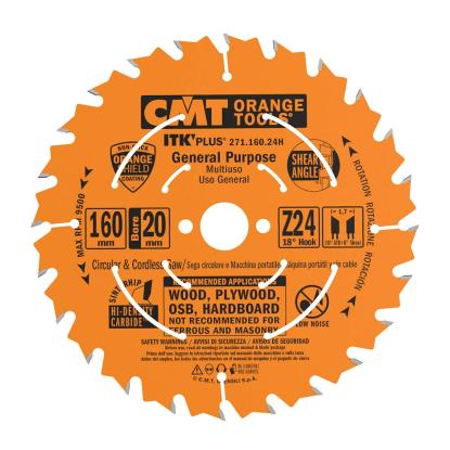 CMT rundsavsklinge til træ, Z24 W, Ø160 x 1,8 x 20 mm