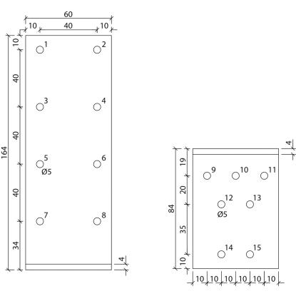 SIMA vinkelbeslag V17, pregalvaniseret, 164 x 84 x 4,0 x 60 mm