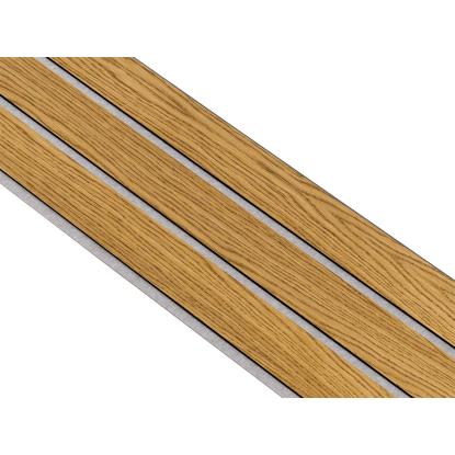 I-Wood Basic 3-lamel akustikpanel, brun olieret, grå filt og sort kerne, egefiner, 17 x 300 mm 