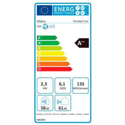 Midea PortaSplit klimaanlæg med SmartHome app, 2,3 kW, 30 m²