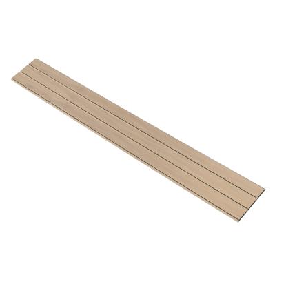 I-Wood Medio+ 3-lamel akustikpanel, ubehandlet natur, beige filt og sort kerne, egefiner, 17 x 300 mm
