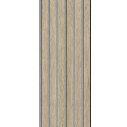 I-Wood Basic Original akustikpanel, ubehandlet natur, grå filt og sort kerne, egefiner, 17 x 300 mm 