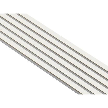 I-Wood Basic Original akustikpanel, hvidmalet, grå filt og lys kerne, folie, 16 x 300 mm