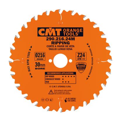 CMT rundsavsklinge til træ, Z24 W Neg, Ø216 x 2,8 x 30 mm