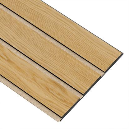 I-Wood Basic 3-lamel akustikpanel, klar olieret, beige filt og sort kerne, egefiner, 17 x 300 mm 