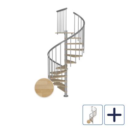 DOLLE Montreal CLASSIC 3 spindeltrappe, Ø160 cm, pearl grey/olieret bøg