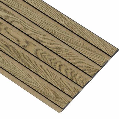 I-Wood Basic Original akustikpanel, mørkebrun olieret, brun filt og sort kerne, egefiner, 17 x 300 mm 