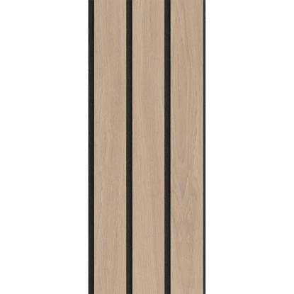 I-Wood Basic 3-lamel akustikpanel, ubehandlet natur, sort filt og sort kerne, egefiner, 17 x 300 mm 