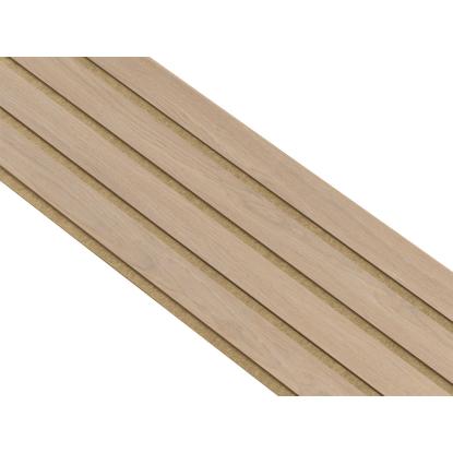 I-Wood Basic 4-lamel akustikpanel, ubehandlet natur, brun filt og lys kerne, egefiner, 16 x 300 mm 