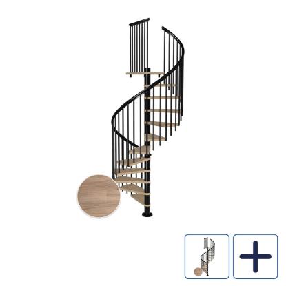 DOLLE Montreal CLASSIC 4 spindeltrappe, Ø140 cm, sort/hvidolieret eg