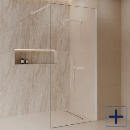 Best Design Dalis brusevæg, mat hvid/klart glas