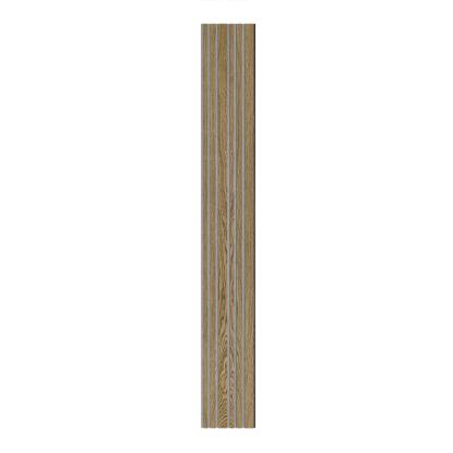 I-Wood Medio+ Mixed akustikpanel, mørkebrun olieret, grå filt og sort kerne, egefiner, 17 x 300 mm
