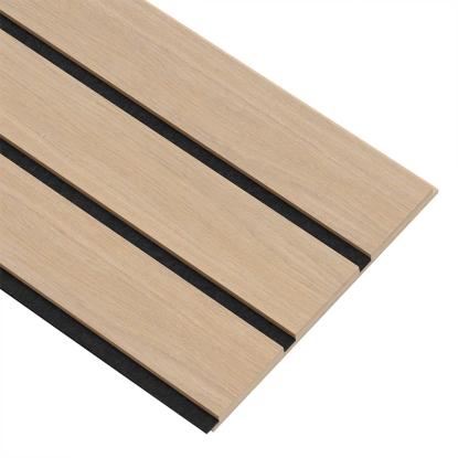I-Wood Medio+ 3-lamel akustikpanel, ubehandlet natur, sort filt og lys kerne, egefiner, 16 x 300 mm