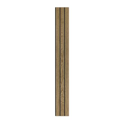 I-Wood Basic 3-lamel akustikpanel, mørkebrun olieret, sort filt og lys kerne, egefiner, 16 x 300 mm 