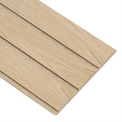 I-Wood Medio+ 3-lamel akustikpanel, hvid olieret, beige filt og lys kerne, egefiner, 16 x 300 mm