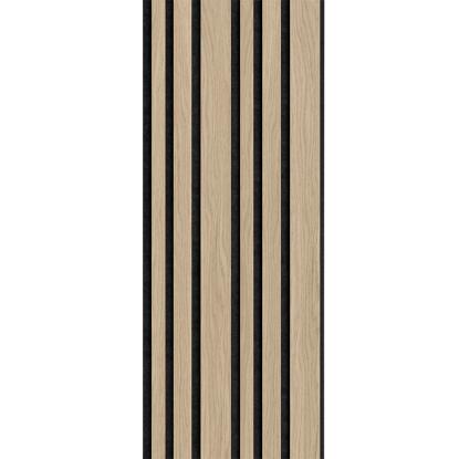 I-Wood Basic Mixed akustikpanel, hvid olieret, sort filt og sort kerne, egefiner, 17 x 300 mm 