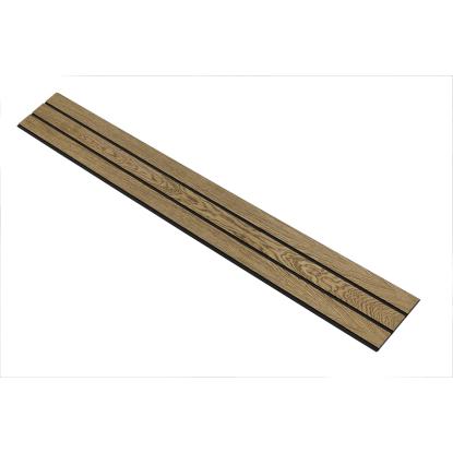 I-Wood Basic 3-lamel akustikpanel, mørkebrun olieret, sort filt og sort kerne, egefiner, 17 x 300 mm 