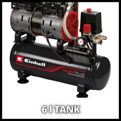 Einhell TE-AC 110/6 Silent Plus kompressor, 8 bar, 6 liter, 550 W