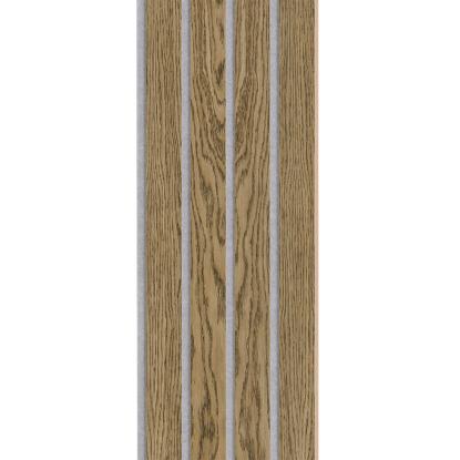 I-Wood Medio+ 4-lamel akustikpanel, mørkebrun olieret, grå filt og lys kerne, egefiner, 16 x 300 mm