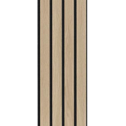I-Wood Medio+ 4-lamel akustikpanel, hvid olieret, sort filt og sort kerne, egefiner, 17 x 300 mm