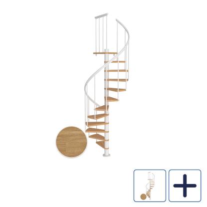 DOLLE Montreal CLASSIC 2 spindeltrappe, Ø120 cm, hvid/olieret eg