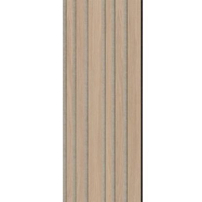 I-Wood Medio+ Mixed akustikpanel, ubehandlet natur, beige filt og sort kerne, egefiner, 17 x 300 mm