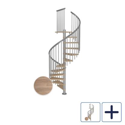 DOLLE Montreal CLASSIC 4 spindeltrappe, Ø140 cm, pearl grey/hvidolieret eg