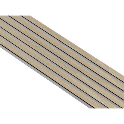 I-Wood Basic Original akustikpanel, ubehandlet natur, grå filt og sort kerne, egefiner, 17 x 300 mm 