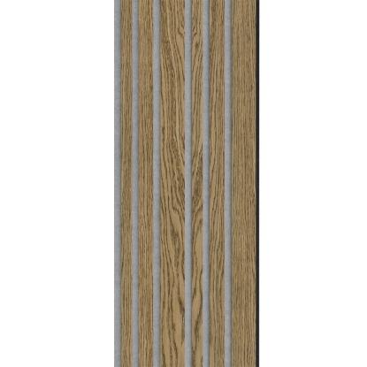 I-Wood Basic Mixed akustikpanel, mørkebrun olieret, grå filt og sort kerne, egefiner, 17 x 300 mm 