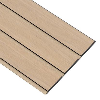 I-Wood Basic 3-lamel akustikpanel, ubehandlet natur, beige filt og sort kerne, egefiner, 17 x 300 mm 