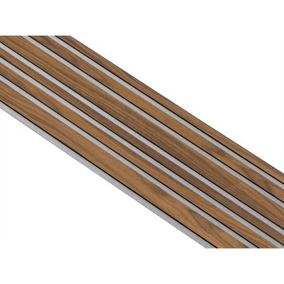 I-Wood Medio+ Mixed akustikpanel, klar olieret, grå filt og sort kerne, valnøddefiner, 17 x 300 mm