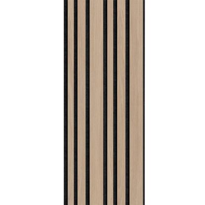 I-Wood Basic Mixed akustikpanel, ubehandlet natur, sort filt og sort kerne, egefiner, 17 x 300 mm 