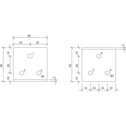 SIMA vinkelbeslag M2, pregalvaniseret, 40 x 40 x 2,0 x 40 mm