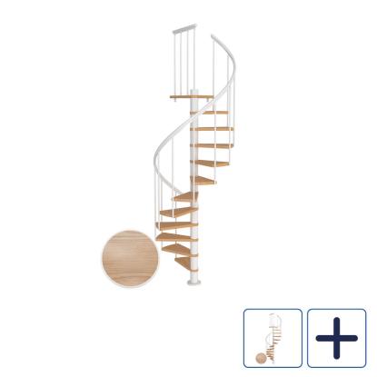 DOLLE Montreal CLASSIC 2 spindeltrappe, Ø120 cm, hvid/egetræsfiner