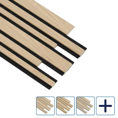 I-Wood Pro+ I-Lock Mixed akustikpanel, ubehandlet natur, lys kerne, egefiner, 16 x 300 x 2400 mm