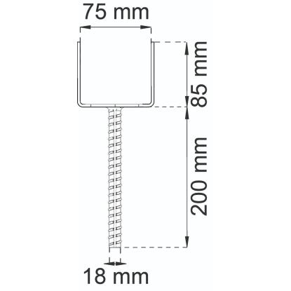 Habo stolpeholder 6590, U-profil, varmgalvaniseret, 75 x 200 mm