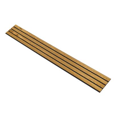 I-Wood Basic 4-lamel akustikpanel, brun olieret, sort filt og sort kerne, egefiner, 17 x 300 mm 