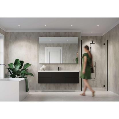 Fibo Cement vådrumspanel med 60 x 60 cm fliselook, 10 x 600 x 2400 mm, cracked cement silk