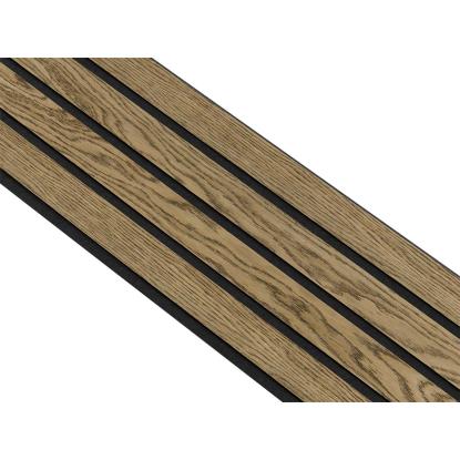 I-Wood Basic 4-lamel akustikpanel, mørkebrun olieret, sort filt og sort kerne, egefiner, 17 x 300 mm 