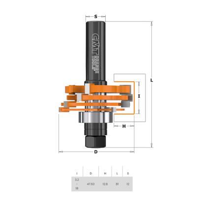 CMT slidsfræsersæt, K12, Ø47,6 x 3,2-18 x 12,8 mm